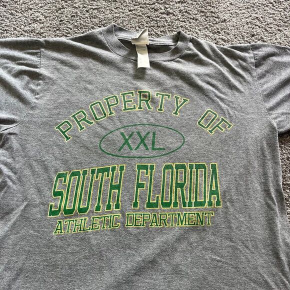 Vintage 90s USF South Florida University Shirt Athletic Grey Single Stitch Sz L - Picture 2 of 8